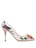 Matchesfashion.com Dolce & Gabbana - Rose Print Patent Leather Pumps - Womens - White Multi