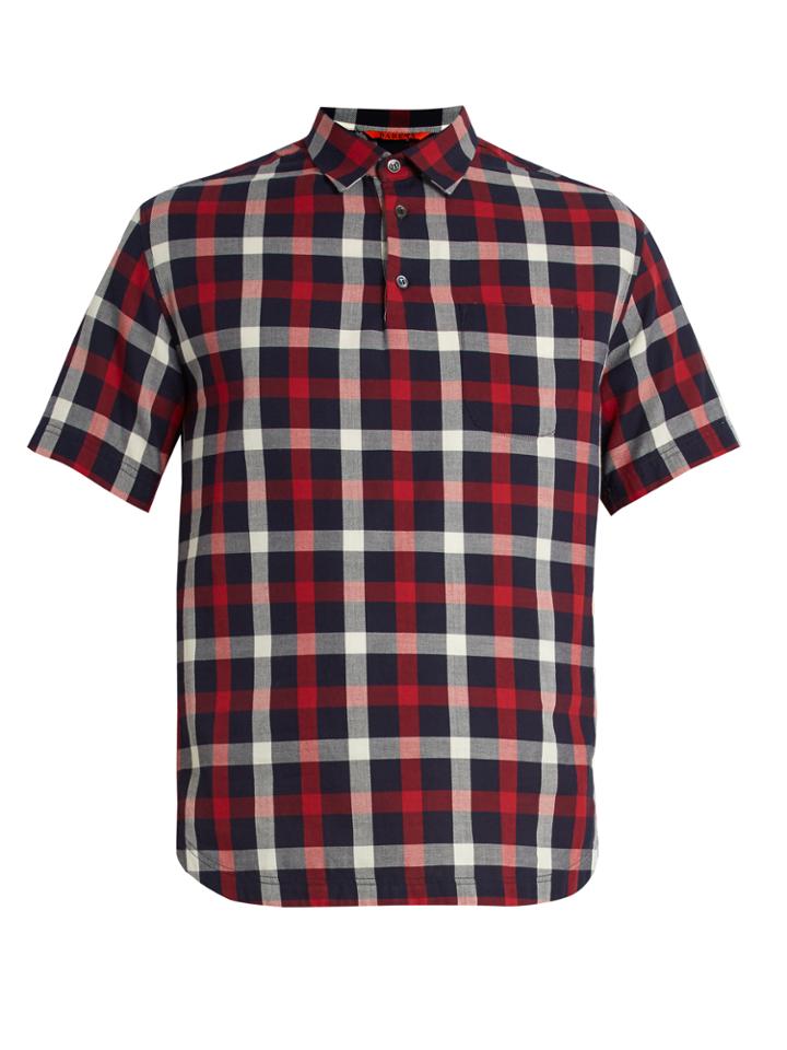 Barena Venezia Point-collar Short-sleeved Checked Cotton Shirt