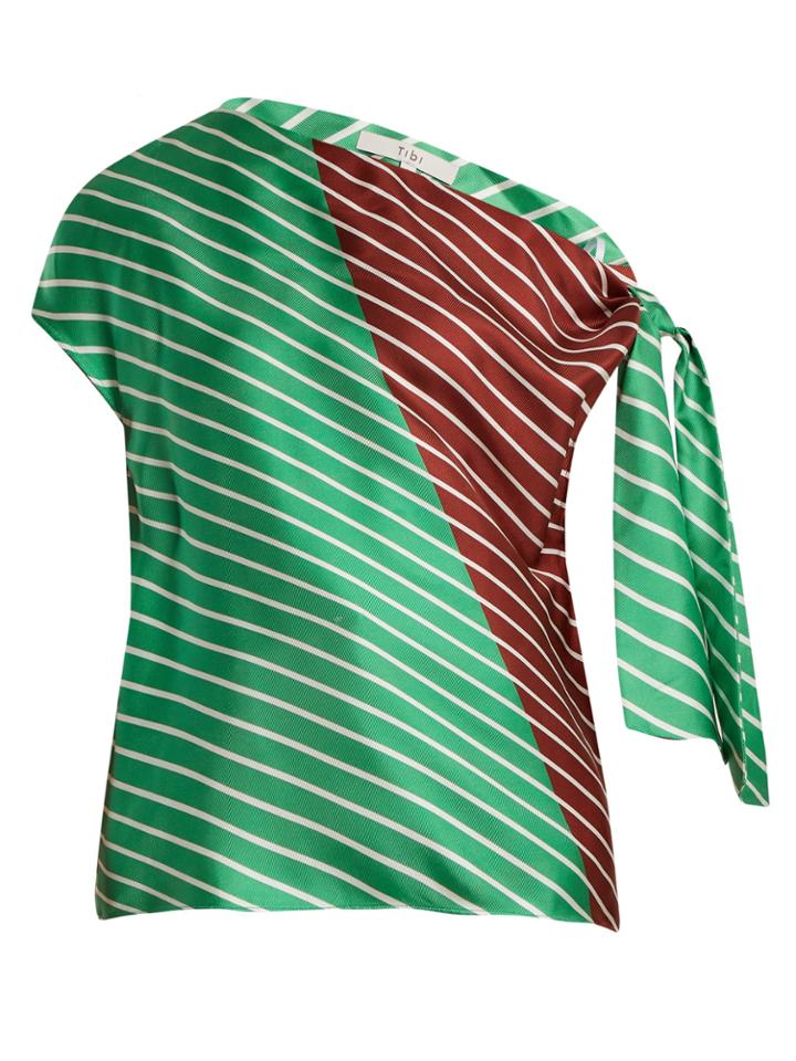 Tibi Delphina Knot-detail Silk Top