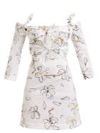 Isa Arfen Magnolia-print Knot-detailed Cotton Dress