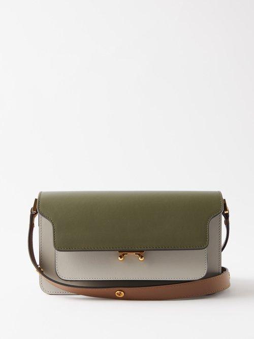 Marni - Trunk Colour-block Leather Shoulder Bag - Womens - Green White