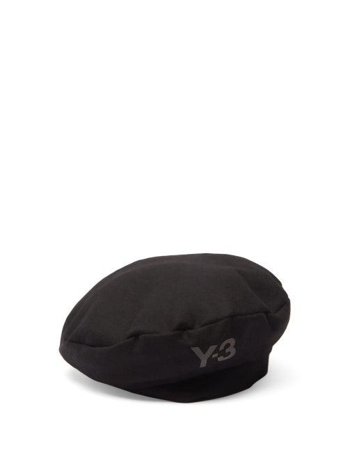 Matchesfashion.com Y-3 - Logo-print Wool-blend Beret - Mens - Black