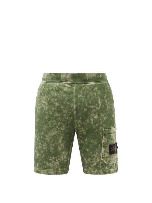 Stone Island - Logo-patch Off-dyed Cotton-jersey Shorts - Mens - Green