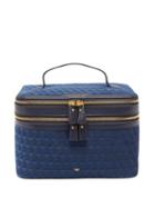 Anya Hindmarch - Logo-flocked Leather-trim Cosmetics Case - Womens - Navy