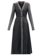 Matchesfashion.com Altuzarra - Allyson Wool-trimmed Leather Shirt Dress - Womens - Black