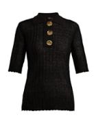 Matchesfashion.com Ellery - Sunshine Short Sleeved Linen Blend Polo Shirt - Womens - Black