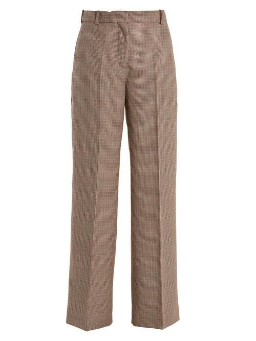 Matchesfashion.com Racil - Cumberland Hound's Tooth Wide Leg Wool Trousers - Womens - Brown Multi