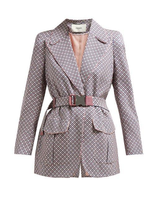 Matchesfashion.com Fendi - Romantic Tiles Print Single Breasted Silk Blazer - Womens - Pink Print