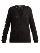 Saint Laurent V-neck Cable-knit Cotton-blend Cardigan