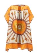 Matchesfashion.com Burberry - Claudia Scarf-print Silk-twill Cape - Womens - Orange Multi