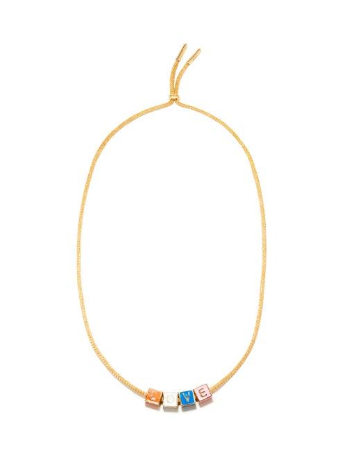 Lauren Rubinski - Love Enamel & 9kt Gold Necklace - Womens - Yellow Multi
