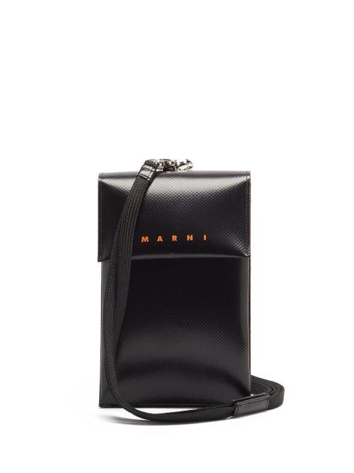 Matchesfashion.com Marni - Logo-print Textured Pvc Micro Bag - Mens - Black