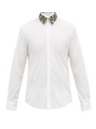 Matchesfashion.com Fendi - Ff-logo Collar Cotton-poplin Shirt - Mens - White