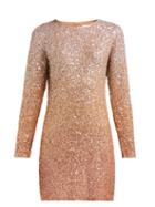Matchesfashion.com Ashish - Long Sleeved Sequinned Mini Dress - Womens - Beige