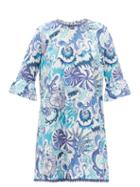 Matchesfashion.com Le Sirenuse, Positano - Cappa Psycho-print Cotton Shift Dress - Womens - Blue Print