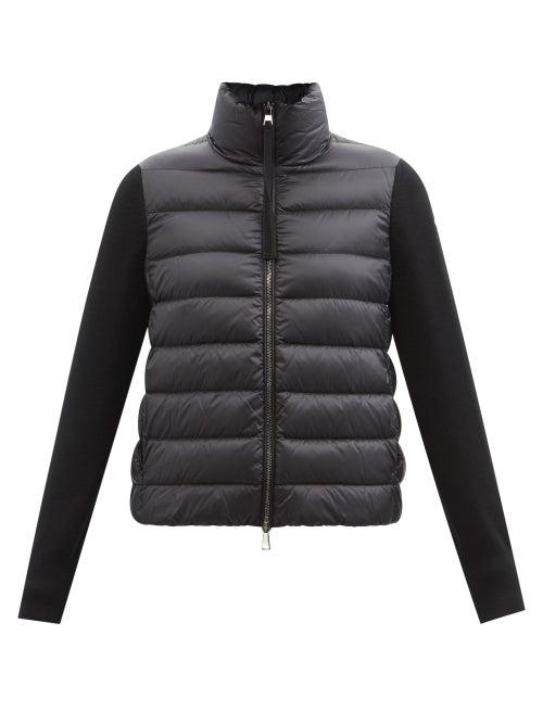 Moncler - High-neck Knit-sleeve Padded Down Jacket - Womens - Black