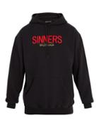 Matchesfashion.com Balenciaga - Sinners Embroidered Hooded Cotton Sweatshirt - Mens - Black