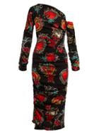 Matchesfashion.com Dolce & Gabbana - Secret Hearts Print Ruched Crepe Midi Dress - Womens - Black Multi