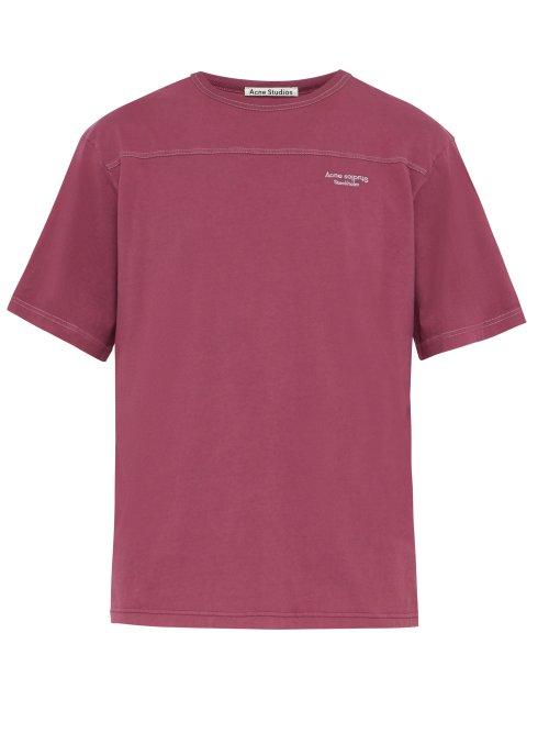 Matchesfashion.com Acne Studios - Embroidered Logo Cotton T Shirt - Mens - Purple