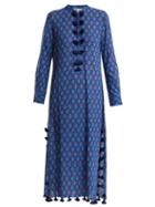 Matchesfashion.com Figue - Paolina Tie Dye Tassel Trimmed Cotton Blend Kaftan - Womens - Blue Multi