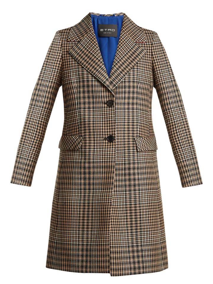Etro Single-breasted Prince Of Wales-checked Wool Coat