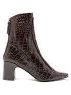 Matchesfashion.com Fabrizio Viti - Timeless Crocodile Embossed Leather Ankle Boots - Womens - Dark Brown