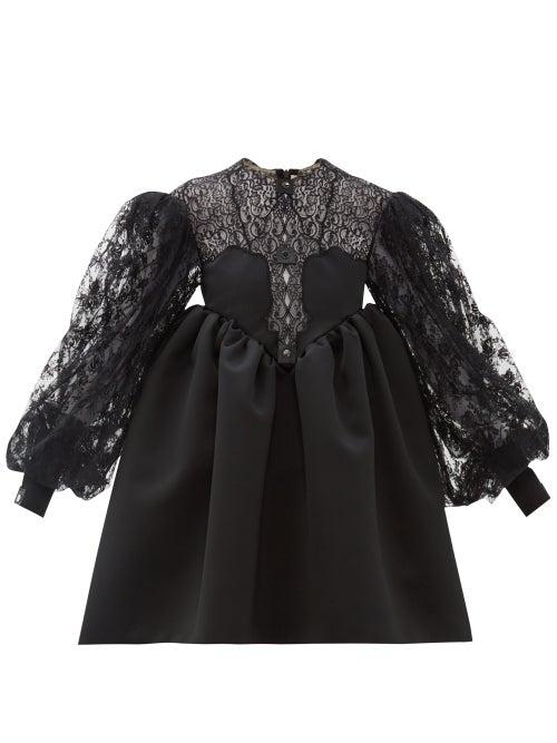 Matchesfashion.com Christopher Kane - Cupcake Lace And Duchess Satin Dress - Womens - Black