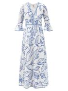 Matchesfashion.com Le Sirenuse, Positano - Bella Paisley-print Cotton-crepe Maxi Dress - Womens - Blue Print