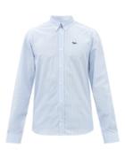 Maison Kitsun - Fox-patch Striped Cotton-poplin Shirt - Mens - Light Blue