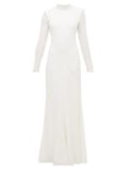 Matchesfashion.com Alexander Mcqueen - Lace-trimmed Leaf-crepe Gown - Womens - Ivory