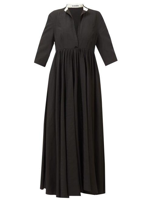 Matchesfashion.com Jil Sander - Niaz Mandarin-collar Midi Dress - Womens - Black