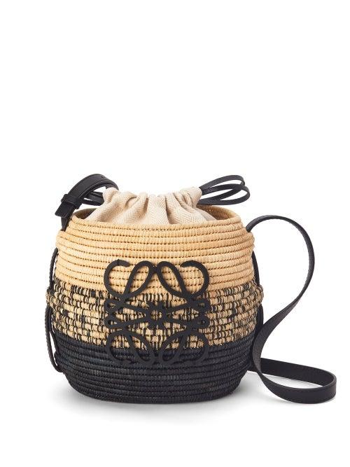 Loewe Paula's Ibiza - Anagram-logo Gradient Raffia Basket Bag - Womens - Black Cream