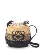 Loewe Paula's Ibiza - Anagram-logo Gradient Raffia Basket Bag - Womens - Black Cream