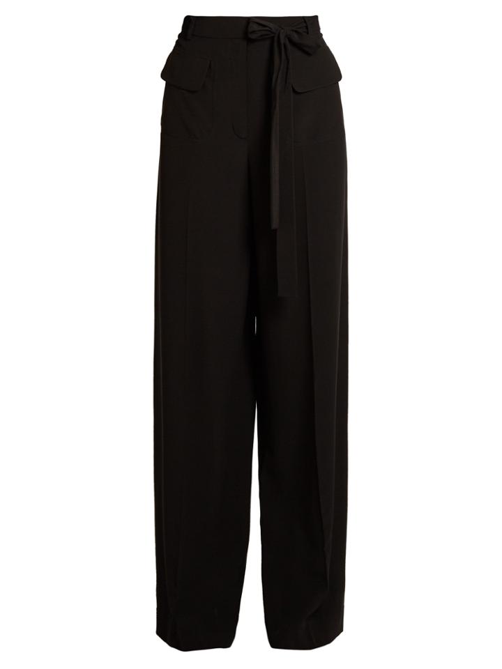 Valentino Tie-waist Wide-leg Silk Crepe De Chine Trousers