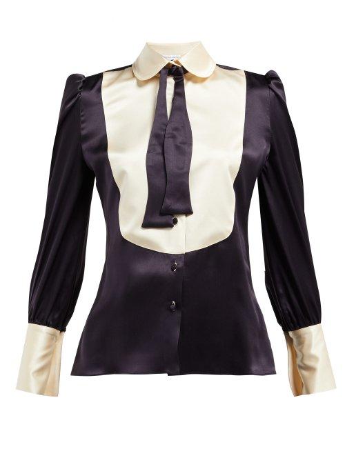 Matchesfashion.com Edeltrud Hofmann - Jolly Pussy Bow Silk Blouse - Womens - Navy Multi