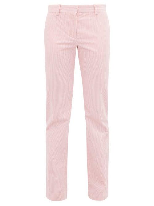 Matchesfashion.com Bella Freud - Schoolboy Straight Leg Corduroy Trousers - Womens - Pink