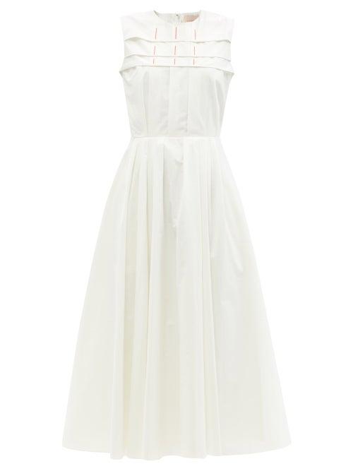 Ladies Rtw Roksanda - Yuzu Pleated Cotton-poplin Dress - Womens - Ivory