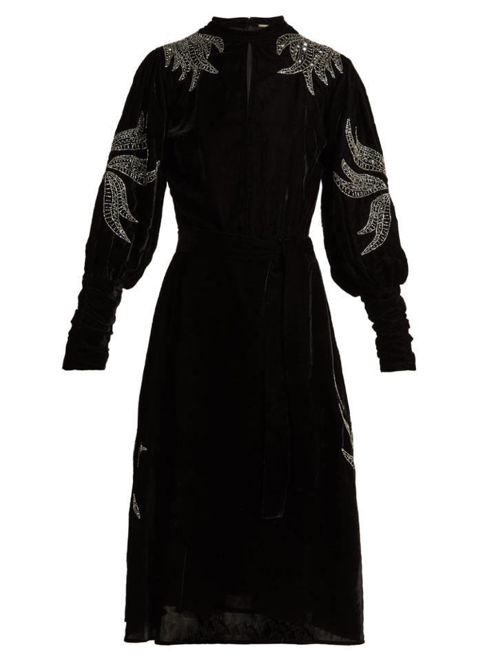 Dodo Bar Or Bead-embroidered Velvet Midi Dress