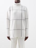 Joseph - Roll-neck Check Merino Sweater - Womens - Ivory Multi