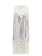 Matchesfashion.com Paco Rabanne - Chantilly Lace Trimmed Chainmail Mini Dress - Womens - Silver
