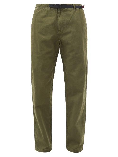 Gramicci - Belted Cotton-twill Trousers - Mens - Green