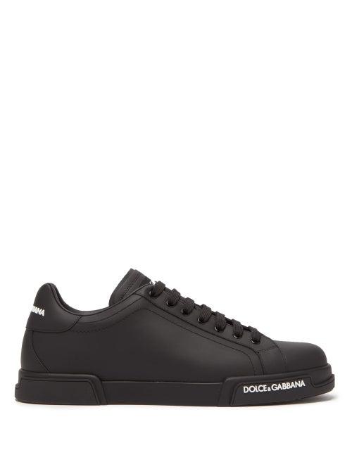 Matchesfashion.com Dolce & Gabbana - Logo Embossed Leather Trainers - Mens - Black
