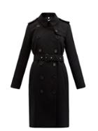 Matchesfashion.com Burberry - Kensington Mid Felted-cashmere Trench Coat - Womens - Black