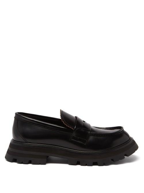 Alexander Mcqueen - Worker Polished Leather Loafers - Womens - Black