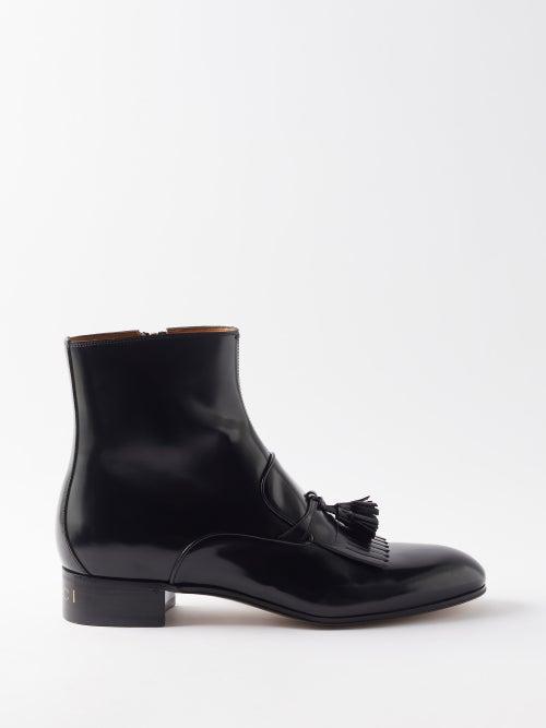 Gucci - Paride Fringed Leather Chelsea Boots - Mens - Black