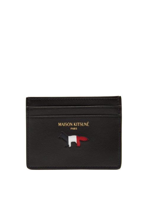 Matchesfashion.com Maison Kitsun - Tri Colour Leather Cardholder - Mens - Black