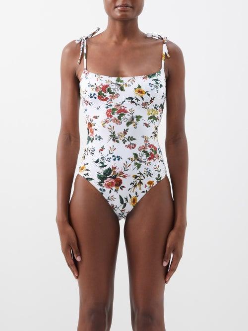 Erdem - Vacation Evanthe Floral-print Swimsuit - Womens - White Multi