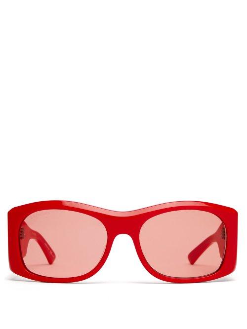 Matchesfashion.com Balenciaga - Oversized Round Frame Acetate Sunglasses - Womens - Red