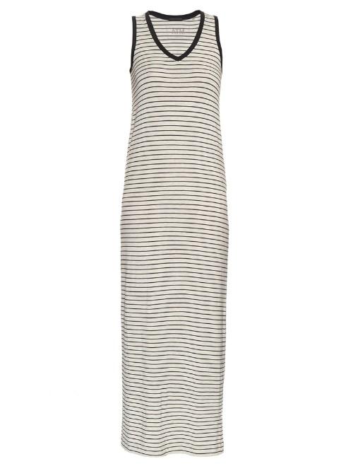 Atm Striped V-neck Jersey Dress