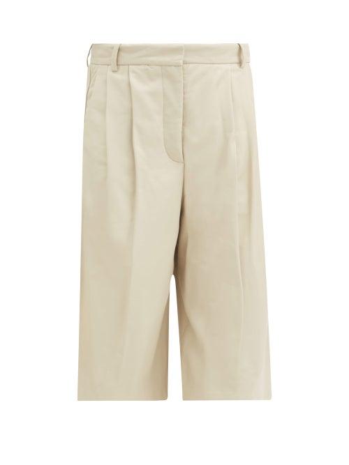 Matchesfashion.com Joseph - Timo Pleated-front Leather Shorts - Womens - Ivory
